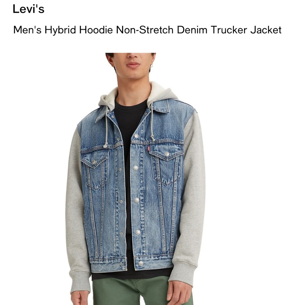Levi's Men's Hybrid Hoodie Non-Stretch Denim Trucker Jacket New never worn